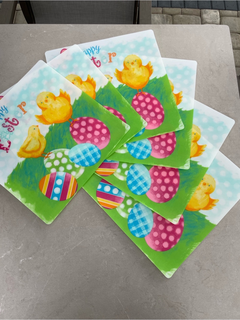 NEW Festive Easter Chick/Egg Large Square Vinyl Placemats -Set of 6